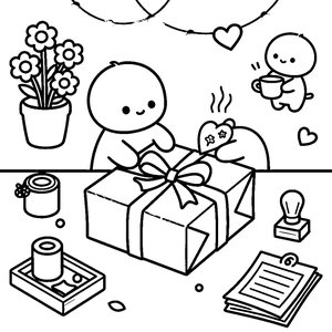 A Cheerful Surprise - Printable Coloring Page
