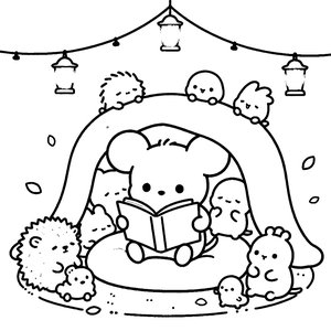 Storytime with Teddy - Printable Coloring Page