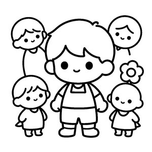 Cartoon Friends - Printable Coloring Page
